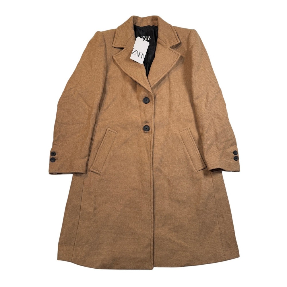 Zara Camel Tan Wool Blend Overcoat Topcoat Mens Medium NWT